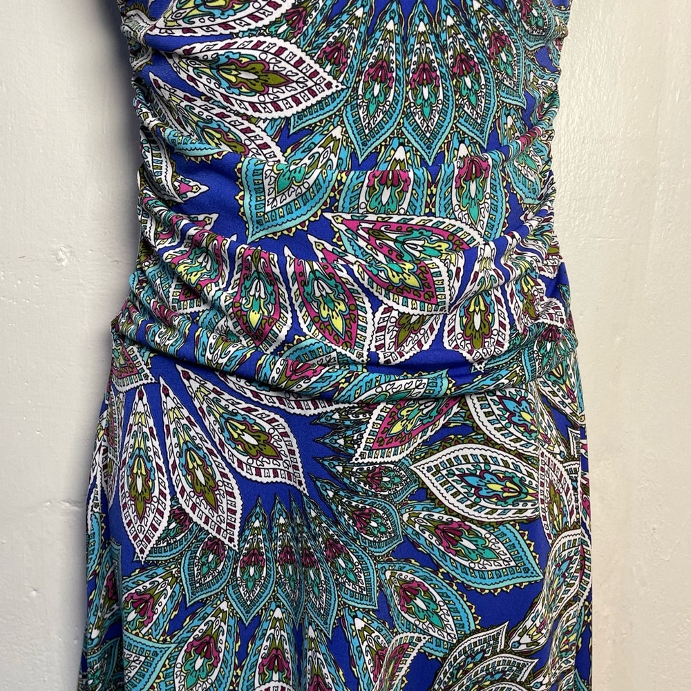#0116 EN FOCUS PETITE Paisley Print Summer Flouncy Sleeveless Dress -6P - Picture 3 of 7